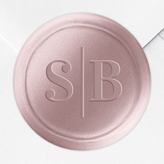 Dusty Mauve Pink Wax Siegel Wedding Monogram Stick Runder Aufkleber