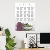 Dusty Mauve Rose 20 Table Wedding Seating Chart Poster (Heimbüro)