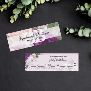Dusty Mauve Rose Floral Salon Termin vormerken Mini Visitenkarte
