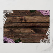 Dusty Mauve Rose Pink Lace Rustikale Hochzeit Folieneinladung (Rückseite)