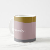 Dusty Mauve Striped Art Personalisiert Name Kaffeetasse (Vorderseite Links)