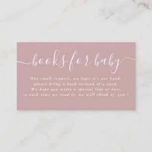 Dusty Mauve Typografy Baby Shower Books for Baby Begleitkarte