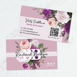 Dusty Mauve Vintag Rose Blumencode Boutique QR Cod Visitenkarte