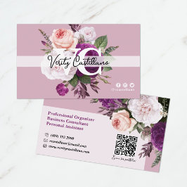 Dusty Mauve Vintag Rose Floral Simple Personal Visitenkarte