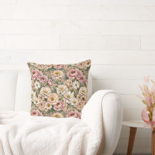 Dusty Mauve & White Roses Kissen