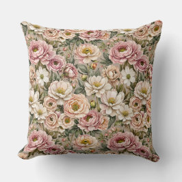 Dusty Mauve & White Roses Kissen