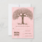 Dusty Millennium Pink Tree Barnwood Wedding RSVP Einladung (Vorderseite)