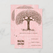 Dusty Millennium Pink Tree Barnwood Wedding RSVP Einladung (Vorne/Hinten)