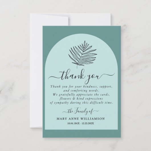 Dusty Minimal Script Beerdigung Danke Karte (Vorderseite)