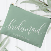 Dusty Mint Bridesmaid Moderne Kalligrafie Zubehörtasche