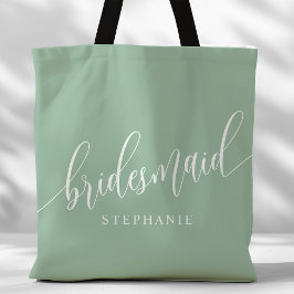 Dusty Mint Bridesmaid Modernes Script Tasche