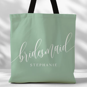 Dusty Mint Bridesmaid Modernes Script Tasche