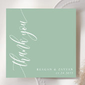 Dusty Mint Calligraphy Script Wedding Dankeskarte