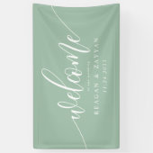Dusty Mint Calligraphy Simple Wedding Willkommen Banner (Vertikal)