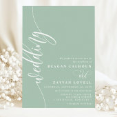 Dusty Mint Elegant Calligraphy Script Wedding Einladung