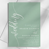 Dusty Mint Elegant Calligraphy Script Wedding Einladung