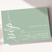 Dusty Mint Elegant Calligraphy Wedding RSVP Card Karte