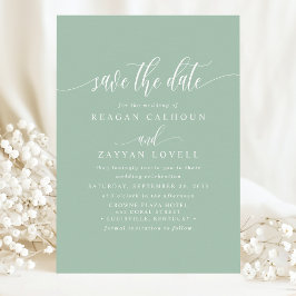 Dusty Mint Elegante Kalligraphie Save the Date