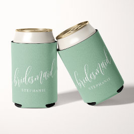 Dusty Mint Green Bridesmaid Modernes Script Dosenkühler