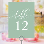 Dusty Mint Minimalistisch Calligrafy Wedding Tischnummer
