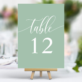 Dusty Mint Minimalistisch Calligrafy Wedding Tischnummer
