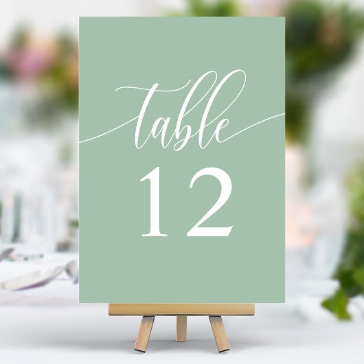 Dusty Mint Minimalistisch Calligrafy Wedding Tischnummer