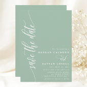 Dusty Mint Simple Modern Script Save the Date