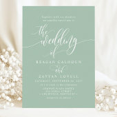 Dusty Mint Simple Modern Script Wedding Einladung