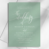 Dusty Mint Simple Modern Script Wedding Einladung