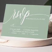 Dusty Mint Simple Script Wedding RSVP Card Karte