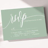 Dusty Mint Simple Script Wedding RSVP Card Karte