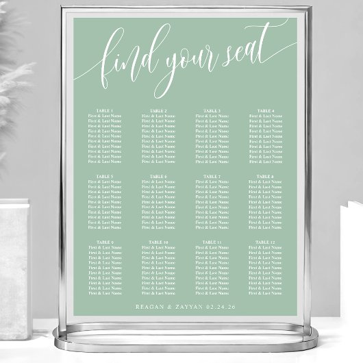 Dusty Mint Simple Wedding Seekarte Poster