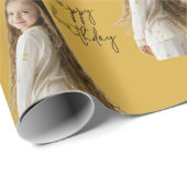 Dusty Mustard & Custom Birthday Text and Foto - Geschenkpapier (Rolleneckpunkt)
