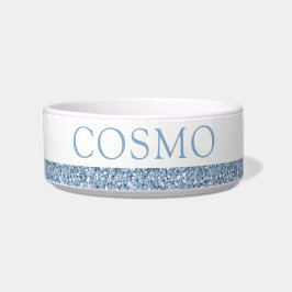 Dusty Mute Blue Glitzer Sparkle Name Bowl Napf