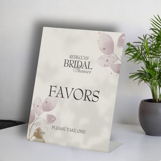 Dusty Mute Blush Pink Brautparty Favoriten Sockelschild