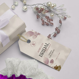 Dusty Mute Blush Pink Floral Brautparty Geschenkanhänger