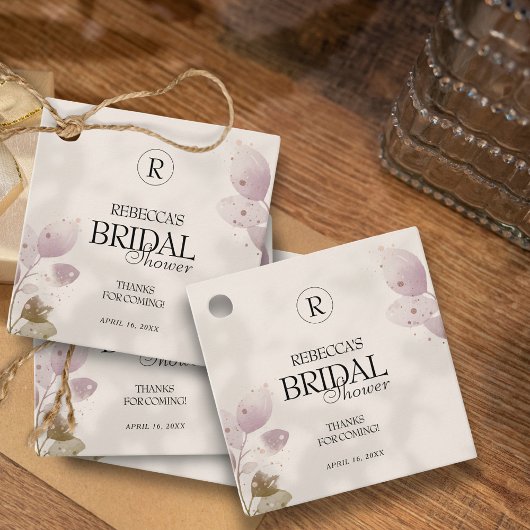 Dusty Mute Blush Pink Floral Brautparty Geschenkanhänger