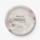 Dusty Mute Blush Pink Floral Brautparty Pappteller (Vorderseite)