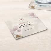 Dusty Mute Blush Pink Floral Brautparty Rechteckiger Pappuntersetzer (angewinkelt)