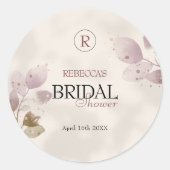 Dusty Mute Blush Pink Floral Brautparty Runder Aufkleber (Vorderseite)
