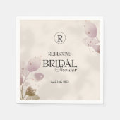 Dusty Mute Blush Pink Floral Brautparty Serviette (Vorderseite)