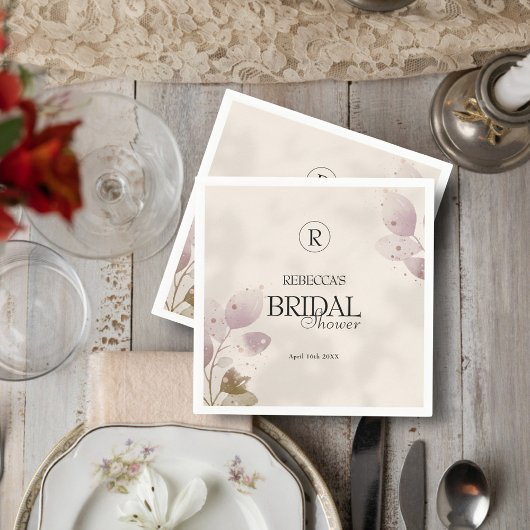 Dusty Mute Blush Pink Floral Brautparty Serviette