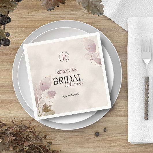 Dusty Mute Blush Pink Floral Brautparty Serviette