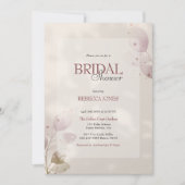 Dusty Mute Blush Pink Floral Foto Brautparty Einladung (Vorderseite)