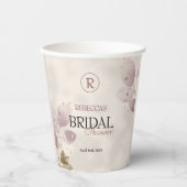 Dusty Mute Blush Pink Foto Floral Brautparty Pappbecher (Vorderseite)