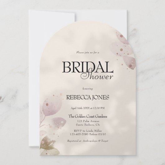 Dusty Mute Blush Rosa Brautparty Einladung (Vorderseite)