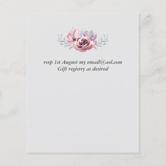 Dusty Navy Blue Coral Floral Script Hochzeitsbudge (Rückseite)