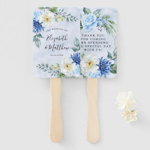 Dusty Navy Blue Floral Wedding Vielen Dank Fächer