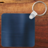 Dusty Navy Blue Foil Three Letter Monogram Schlüsselanhänger (Rückseite)