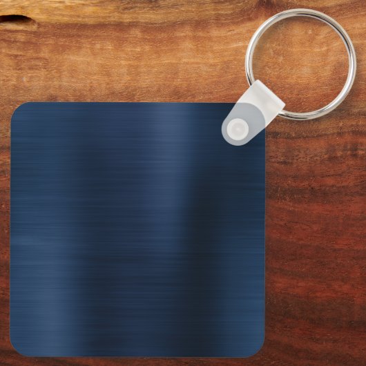 Dusty Navy Blue Foil Three Letter Monogram Schlüsselanhänger (Rückseite)